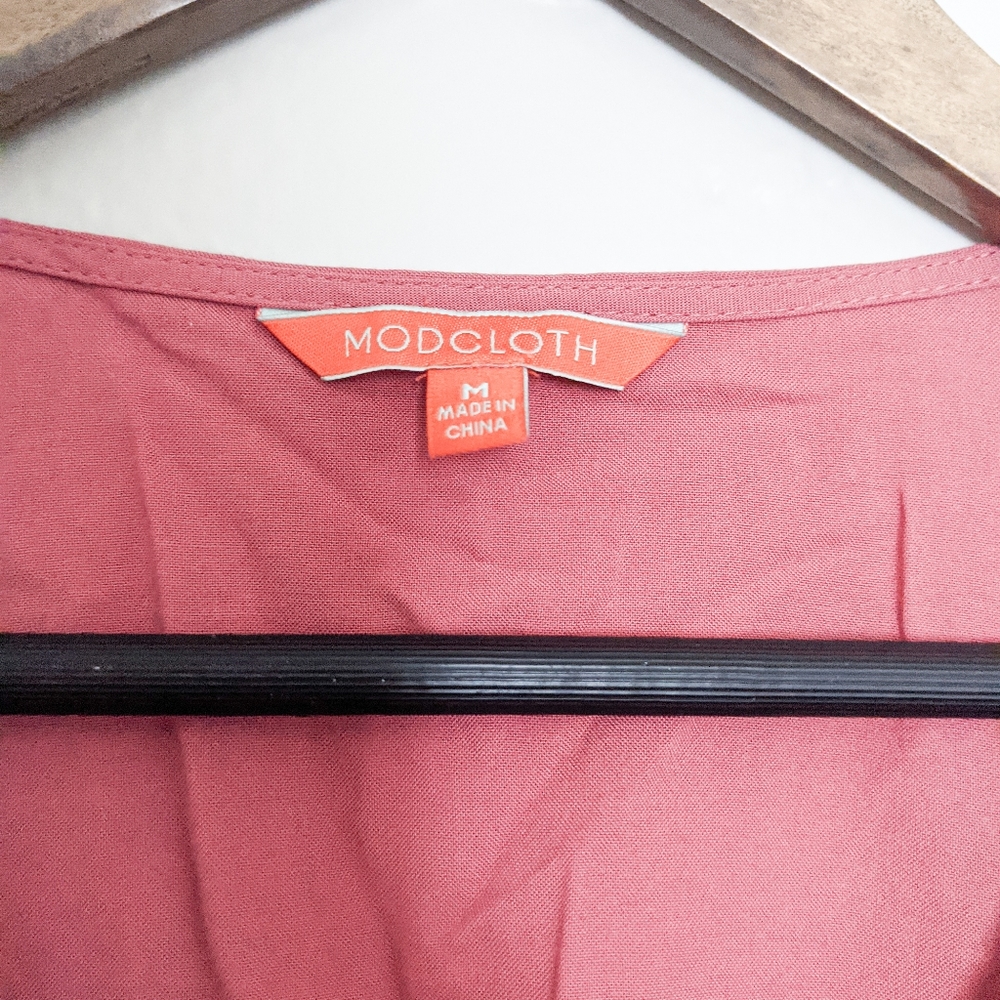 Modcloth coral peplum short sleeve shirt - Picture 3 of 5
